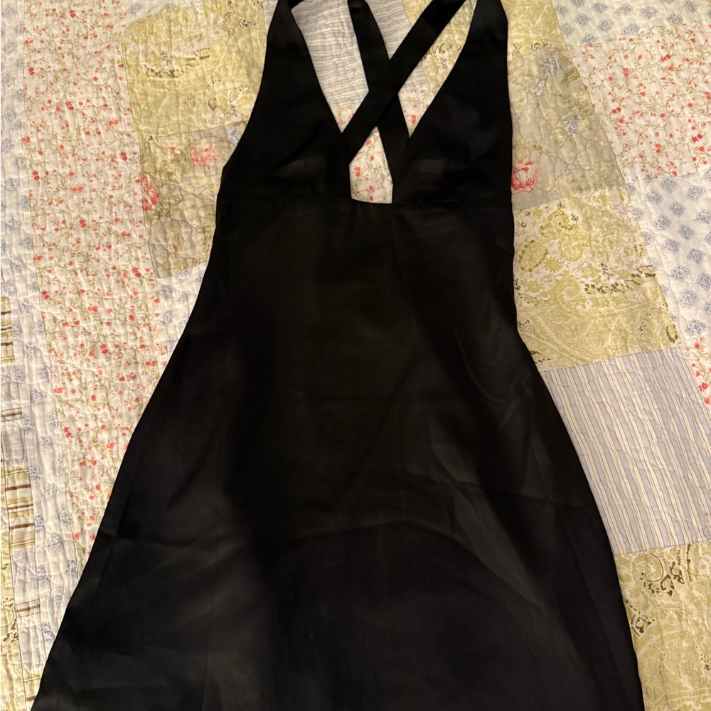 White Fox Black Cross-Back Mini Dress